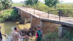 Babinsa Koramil 1611 Losarang Indramayu Monitoring Jembatan Kali Congger di Desa Pegagan 