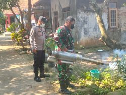 Anggota Koramil 1603 Lohbener Indramayu Lakukan Pendampingan Penyemprotan Fogging Untuk Pencegahan Penyakit DBD di Desa Legok blok kolot