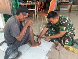 Respon Cepat Team Kesehatan TMMD 125 Kodim 0316/Batam Obati Warga Yang Luka Akibat Laka Kerja