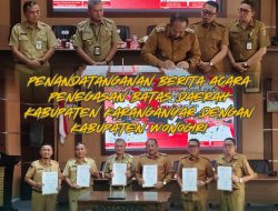 Penandatanganan Berita Acara Penegasan Batas Daerah antara Kabupaten Karanganyar dan Kabupaten Wonogiri