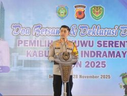 Kapolres Indramayu Hadiri Deklarasi Damai Ciptakan Kontestasi Pilwu Aman 