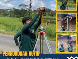 Kantor Pertanahan Kabupaten Karanganyar menyelenggarakan kegiatan pengukuran tanah rutin di Desa Bangsri, Kec. Karangpandan, Kab. Karanganyar