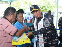 TNI AL – DANKODAERAL VIII MENINJAU PELAKSANAAN BAKTI SOSIAL DAN BAKTI KESEHATAN DI LANAL MELONGUANE