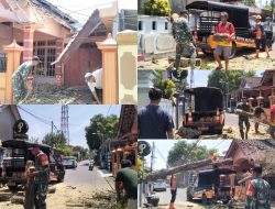 Babinsa Karangtengah, Sigap Bantu Evakuasi Rumah Warga Tertimpa Pohon Tumbang Akibat Angin Kencang