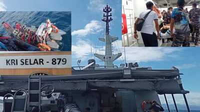 TNI AL Kerahkan KRI Selar 879 Evakuasi Korban Kecelakaan KM Alisa di Perairan Pulau Talise