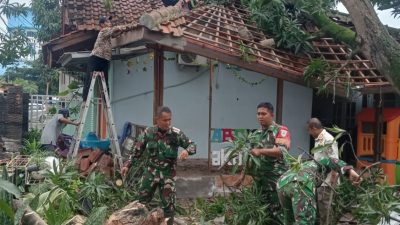 Danramil 1601/Indramayu Pimpin Pembersihan Pohon Tumbang di Kelurahan Kepandean
