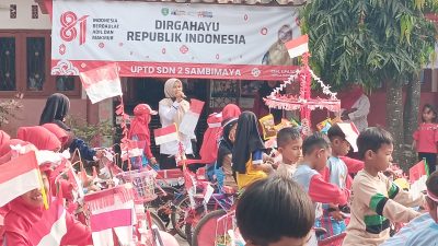 Semangat Kemerdekaan Membara! Sepeda Santai UPTD SDN 2 Sambimaya Meriah, Siswa hingga Wali Murid Berebut Hadiah Undian