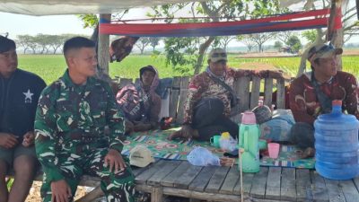 Anggota Koramil 1601/Indramayu Komsos Bersama Petani Sudimampir, Dorong Ketertiban Penggunaan Air Pertanian