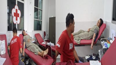 Polwan Ditpolairud Polda Sulut Donorkan Darah untuk Bantu Istri Jurnalis di Bitung