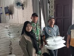 Babinsa Dampingi Penyaluran Bantuan Pangan di Desa Krimun, 996 KPM Terima Beras 30 Kilogram