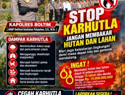 Kapolres Boltim Imbau Masyarakat Stop Karhutla, Ancam Pidana hingga 15 Tahun