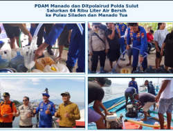 PDAM Manado dan Ditpolairud Polda Sulut Salurkan 64 Ribu Liter Air Bersih ke Pulau Siladen dan Manado Tua