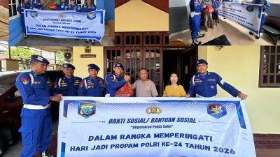 Peringati Hari Jadi Propam Polri ke-24, Unit Provos Ditpolairud Polda Sulut Salurkan Bansos kepada Purnawirawan